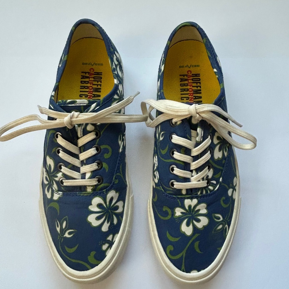 SeaVees Legend Sneakers Hoffman California Fabrics Floral Navy Blue Women's 8